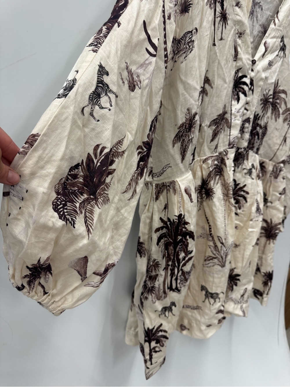 Banana Republic Linen Safari Print Mini Dress Size XXL Long Sleeve - Picture 4 of 11